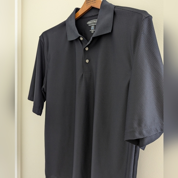 PEBBLE BEACH Tech Mesh Performance Golf Polo Shirt Men's L Dry Wick Light Black - Picture 7 of 16